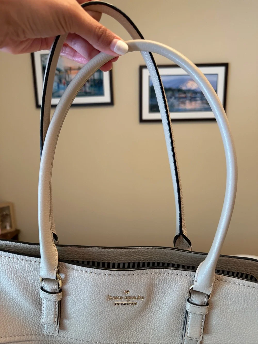 Kate Spade Jackson Street Marybeth Pebbled Leather Tote Bag Beige
